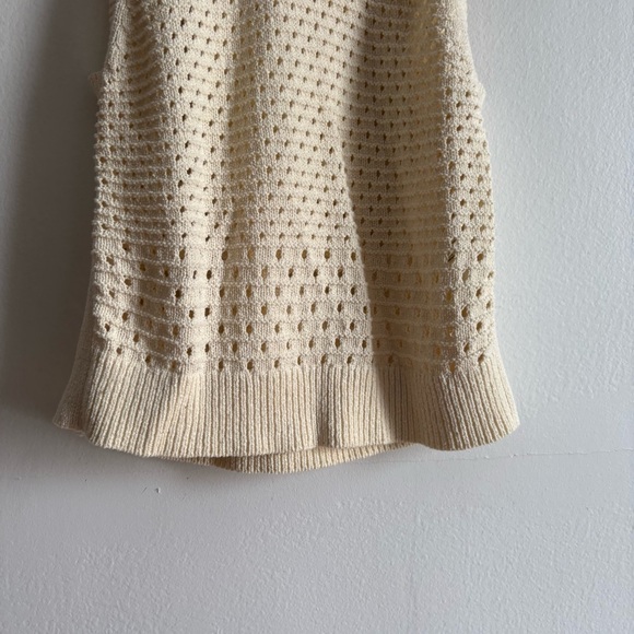 Aritzia Wilfred Sz S Cotton Blend Cream Open Knit Sleeveless Tank Top - Picture 5 of 8